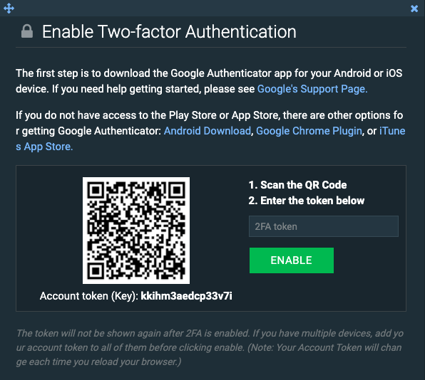 google authenticator secret code backup